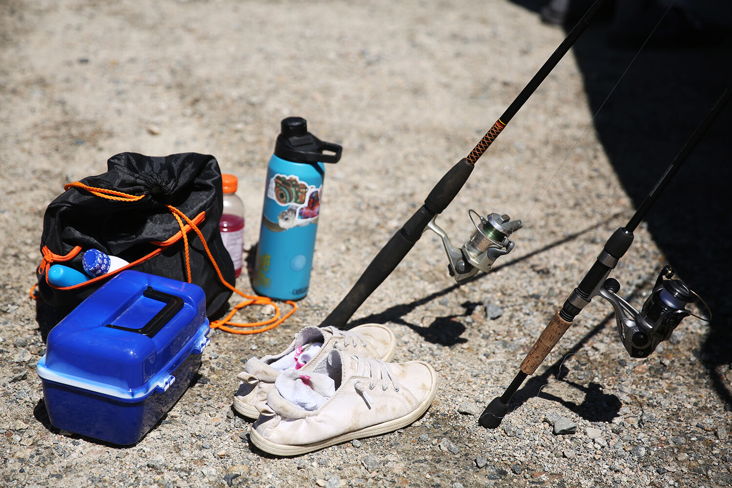 poles, tackle boxes and shoes were dropped off by the 4-H van